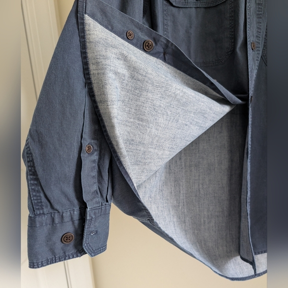 REDHEAD Stonewashed Classic Denim Shirt MEN M Button Down Indigo Dark Wash - Picture 11 of 15